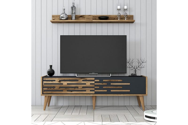 Valensiya Tv-möbelset 140x45 cm - Valnöt/Antracit - Möbler - TV- & Mediamöbler - TV-möbelset