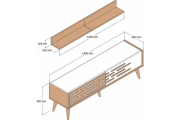 Valensiya Tv-möbelset 140x45 cm - Valnöt/Vit/Marmor - Möbler - TV- & Mediamöbler - TV-möbelset