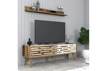 Valensiya Tv-möbelset 140x45 cm - Valnöt/Vit/Marmor - Möbler - TV- & Mediamöbler - TV-möbelset