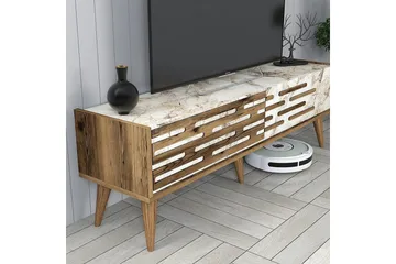 Valensiya Tv-möbelset 140x45 cm - Valnöt/Vit/Marmor - Möbler - TV- & Mediamöbler - TV-möbelset