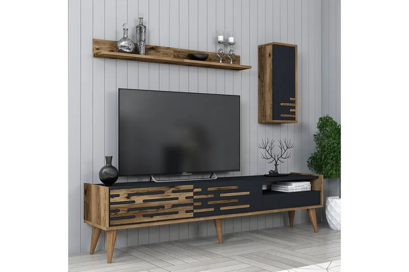 Valensiya Tv-skåp 180 cm - Valnöt/Antracit - Möbler - TV- & Mediamöbler - TV-skåp