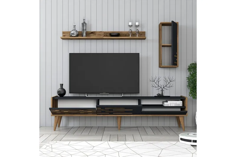 Valensiya Tv-skåp 180 cm - Valnöt/Antracit - Möbler - TV- & Mediamöbler - TV-skåp