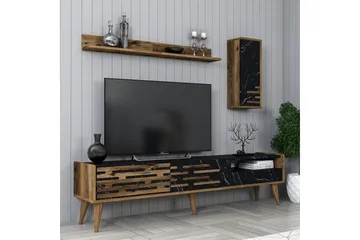 Valensiya Tv-skåp 180 cm - Valnöt/Svart/Marmor - Möbler - TV- & Mediamöbler - TV-möbelset