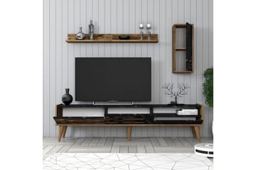 Valensiya Tv-skåp 180 cm - Valnöt/Svart/Marmor - Möbler - TV- & Mediamöbler - TV-skåp