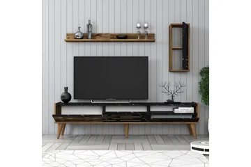 Valensiya Tv-skåp 180 cm - Valnöt/Svart/Marmor - Möbler - TV- & Mediamöbler - TV-möbelset