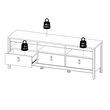 Vallvidera TV-bänk med 3 lådor 151 cm - Möbler - TV- & Mediamöbler - TV bänk & mediabänk