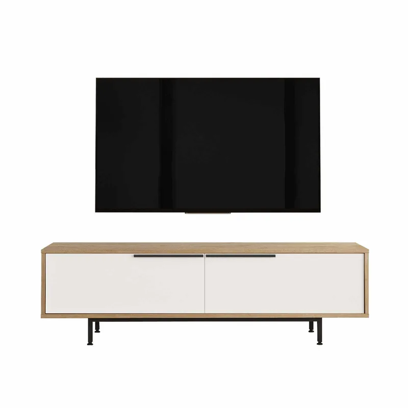 Valren TV-bänk 160x45,1x35,5 cm, Naturlig och vit