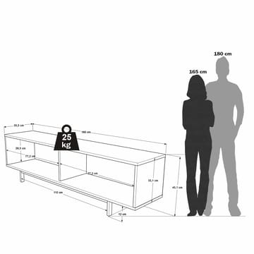 Valren TV-bänk 160x45,1x35,5 cm - Naturlig och vit - Möbler - TV- & Mediamöbler - TV bänk & mediabänk
