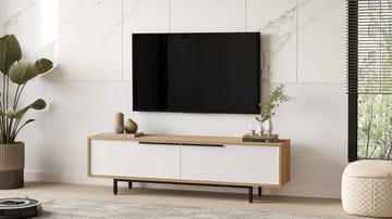 Valren TV-bänk 160x45,1x35,5 cm - Naturlig och vit - Möbler - TV- & Mediamöbler - TV bänk & mediabänk