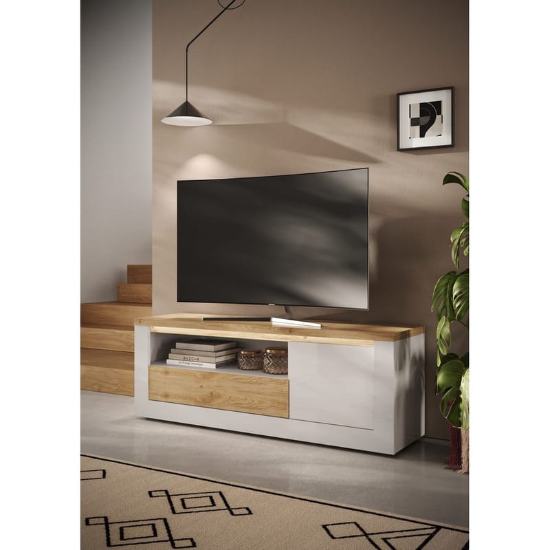Vandesar Tv-Bänk 160 cm - Natur/Vit - Möbler - TV- & Mediamöbler - TV bänk & mediabänk