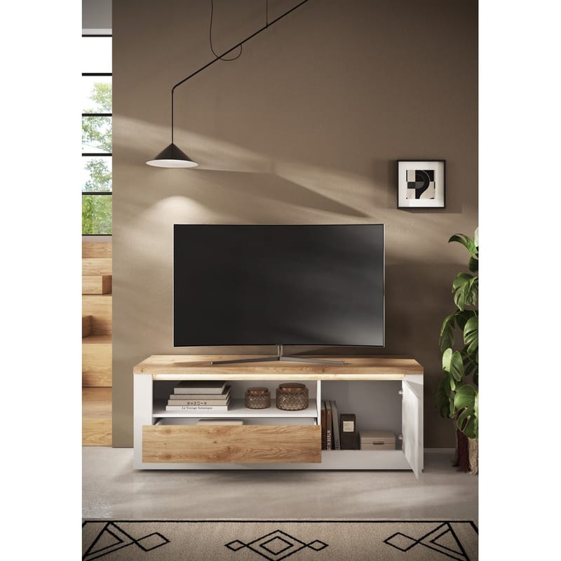 Vandesar Tv-Bänk 160 cm - Natur/Vit - Möbler - TV- & Mediamöbler - TV bänk & mediabänk