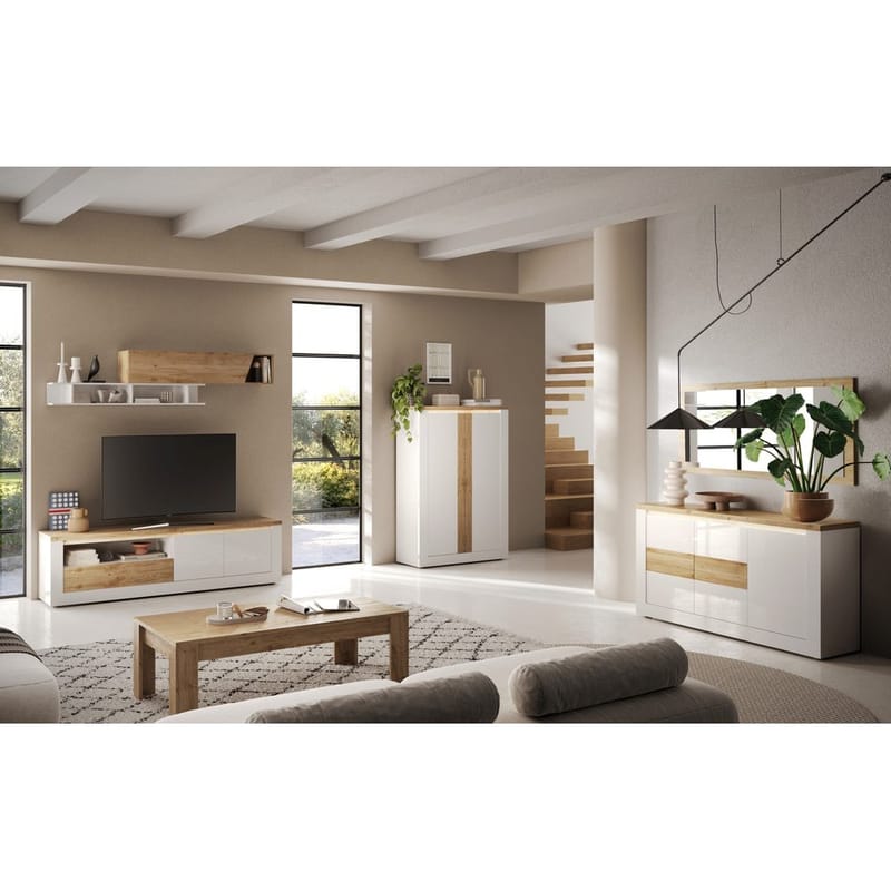 Vandesar Tv-Bänk 207 cm - Natur/Vit - Möbler - TV- & Mediamöbler - TV bänk & mediabänk