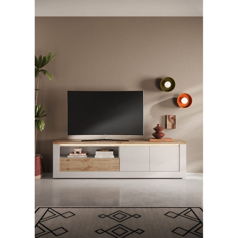 Vandesar Tv-Bänk 207 cm - Natur/Vit - Möbler - TV- & Mediamöbler - TV bänk & mediabänk