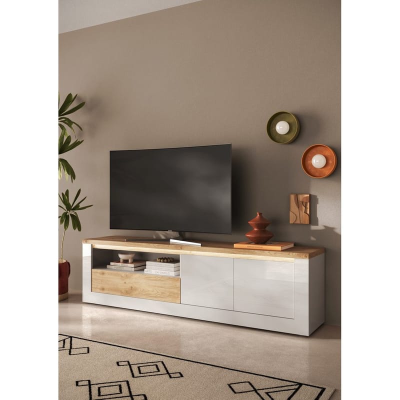 Vandesar Tv-Bänk 207 cm - Natur/Vit - Möbler - TV- & Mediamöbler - TV bänk & mediabänk