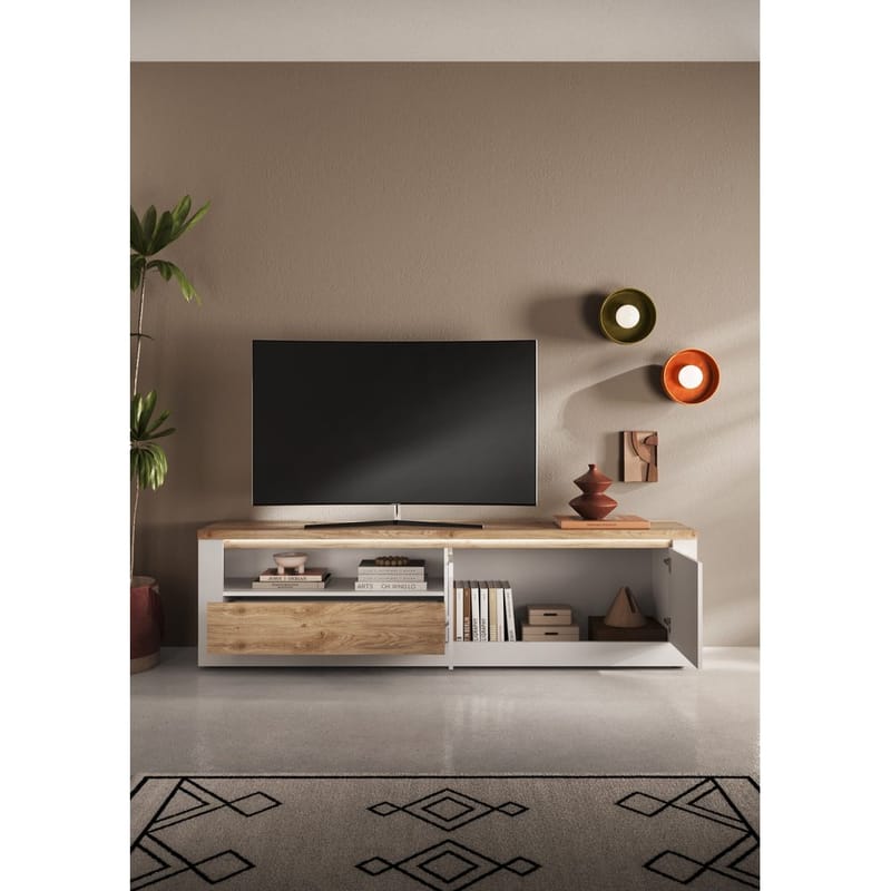 Vandesar Tv-Bänk 207 cm - Natur/Vit - Möbler - TV- & Mediamöbler - TV bänk & mediabänk