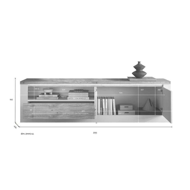 Vandesar Tv-Bänk 207 cm - Natur/Vit - Möbler - TV- & Mediamöbler - TV bänk & mediabänk