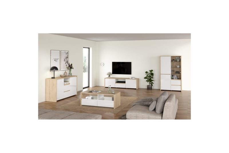Varun Tv-skåp 209 cm - Vit/Natur - Möbler - TV- & Mediamöbler - TV-skåp