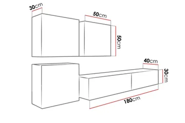 Vasil TV-möbelset 230x40x180 cm - Svart/Vit - Möbler - TV- & Mediamöbler - TV-möbelset