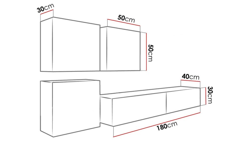 Vasil TV-möbelset 230x40x180 cm - Svart/Vit - Möbler - TV- & Mediamöbler - TV-möbelset