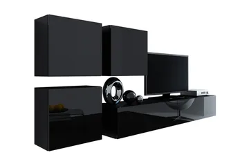 Vasil TV-möbelset 230x40x180 cm - Svart/Vit - Möbler - TV- & Mediamöbler - TV-möbelset
