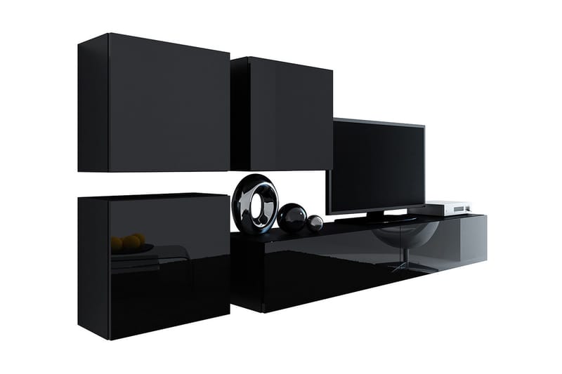 Vasil TV-möbelset 230x40x180 cm - Svart/Vit - Möbler - TV- & Mediamöbler - TV-möbelset