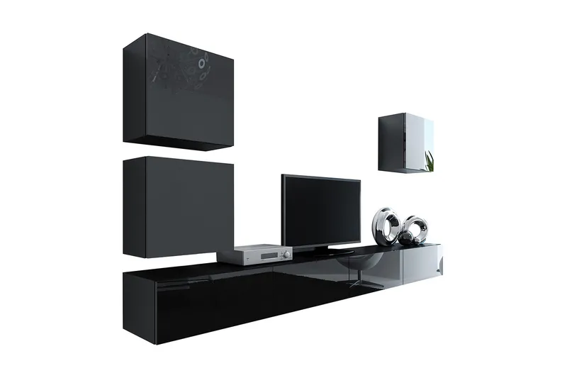 Vasil TV-möbelset 280x40x180 cm - Svart/Vit - Möbler - TV- & Mediamöbler - TV-möbelset