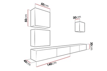 Vasil TV-möbelset 280x40x180 cm - Svart/Vit - Möbler - TV- & Mediamöbler - TV-möbelset