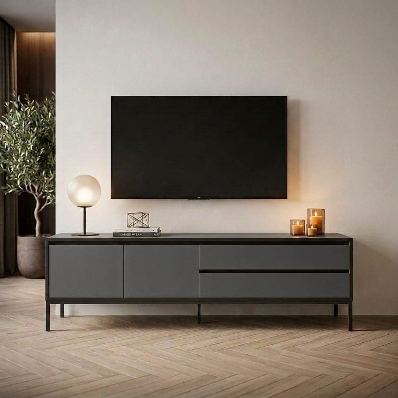 Velar TV-bänk 180x55x40 cm - antracit, wood black, svart - Möbler - TV- & Mediamöbler - TV bänk & mediabänk