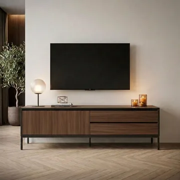 Velar TV-bänk 180x55x40 cm - Milano Walnut, Wood Black, Black - Möbler - TV- & Mediamöbler - TV bänk & mediabänk