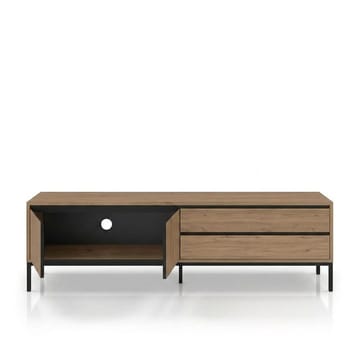Velar TV-bänk 180x55x40 cm - naturfärgad ek, trä svart, svart - Möbler - TV- & Mediamöbler - TV bänk & mediabänk