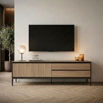 Velar TV-bänk 180x55x40 cm - naturfärgad ek, trä svart, svart - Möbler - TV- & Mediamöbler - TV bänk & mediabänk