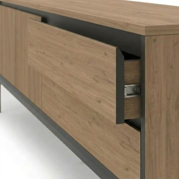 Velar TV-bänk 180x55x40 cm - naturfärgad ek, trä svart, svart - Möbler - TV- & Mediamöbler - TV bänk & mediabänk