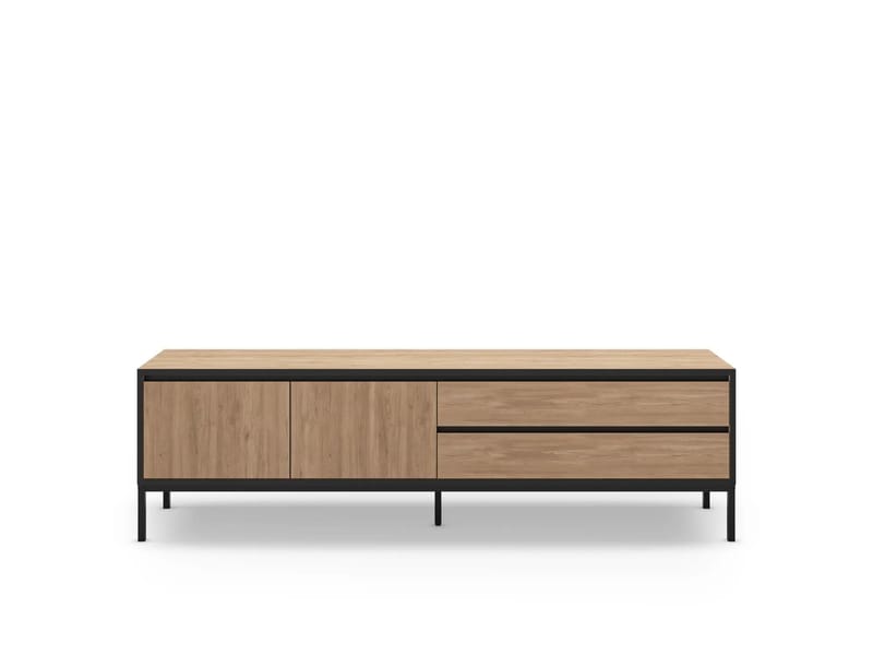 Velar TV-bänk 180x55x40 cm - naturfärgad ek, trä svart, svart - Möbler - TV- & Mediamöbler - TV bänk & mediabänk