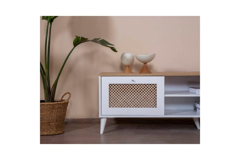 Velin Tv-bänk 55 cm - Mediumfärgat trä/Vit - Möbler - TV- & Mediamöbler - TV bänk & mediabänk