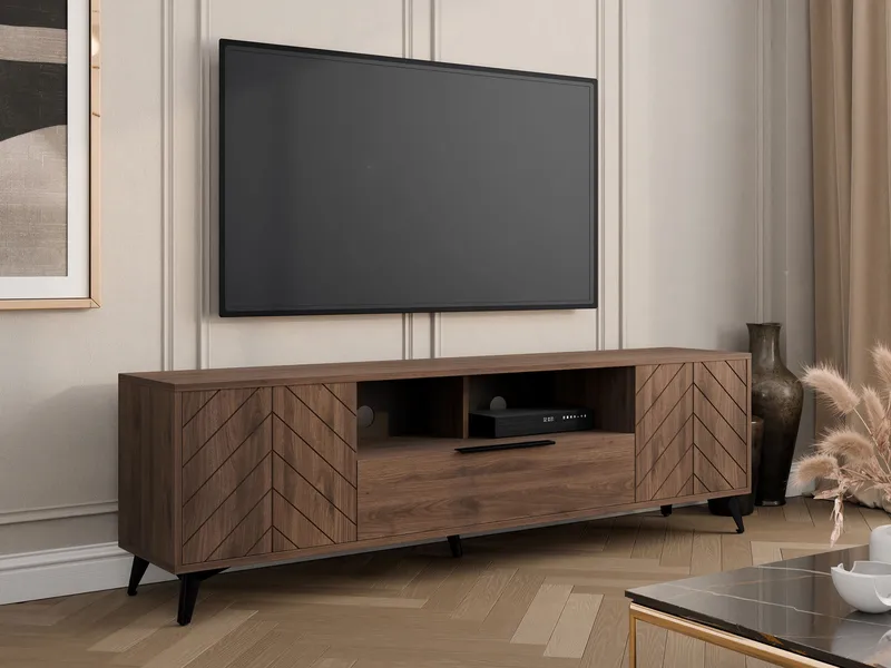 Vemdalen Golvstående TV Bänk 204 cm med Förvaring i Mörkt Trä - Brun - Möbler - TV- & Mediamöbler - TV bänk & mediabänk