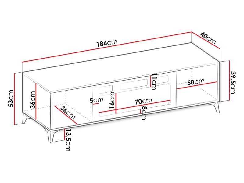 Vemdalen Tv-bänk 184 cm - brun - Möbler - TV- & Mediamöbler - TV bänk & mediabänk