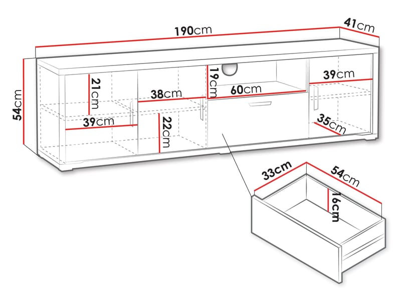 Veyricus Tv-Bänk 190 cm - Möbler - TV- & Mediamöbler - TV-skåp