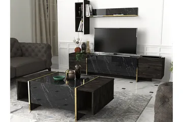 Veyron Tv-bänk 103,8 cm - Svart/Guld - Möbler - TV- & Mediamöbler - TV bänk & mediabänk