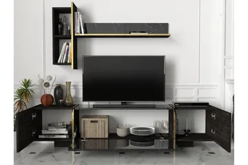 Veyron Tv-bänk 103,8 cm - Svart/Guld - Möbler - TV- & Mediamöbler - TV bänk & mediabänk