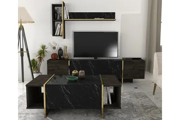 Veyron Tv-bänk 103,8 cm - Svart/Guld - Möbler - TV- & Mediamöbler - TV bänk & mediabänk