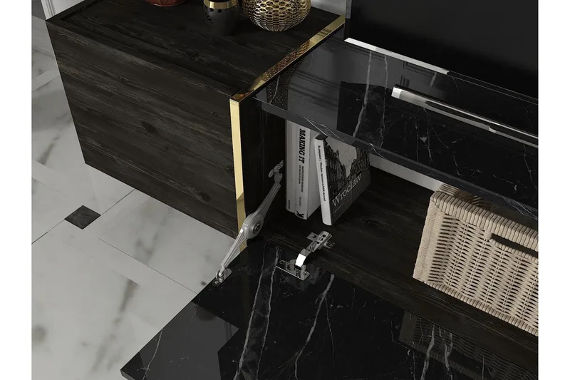 Veyron Tv-bänk 103,8 cm - Svart/Guld - Möbler - TV- & Mediamöbler - TV bänk & mediabänk