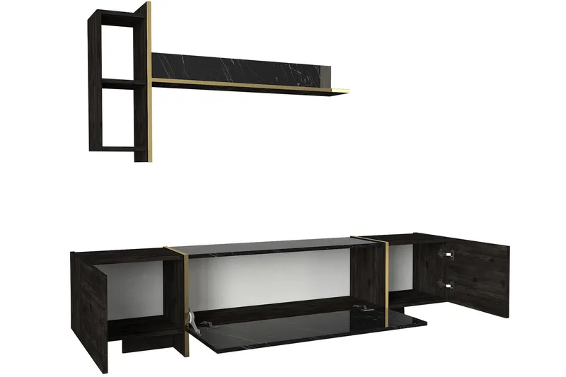 Veyron Tv-bänk 103,8 cm - Svart/Guld - Möbler - TV- & Mediamöbler - TV bänk & mediabänk