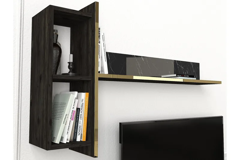 Veyron Tv-bänk 103,8 cm - Svart/Guld - Möbler - TV- & Mediamöbler - TV bänk & mediabänk