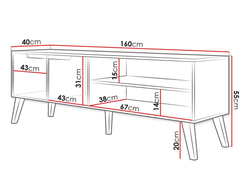 Virello Tv-bänk 160 cm - beige - Möbler - TV- & Mediamöbler - TV bänk & mediabänk