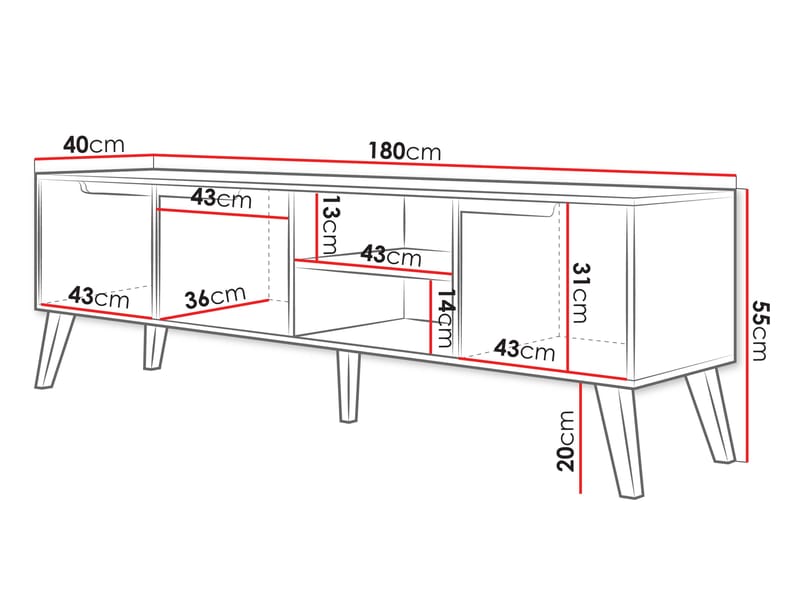 Virello Tv-bänk 180 cm - brun - Möbler - TV- & Mediamöbler - TV bänk & mediabänk