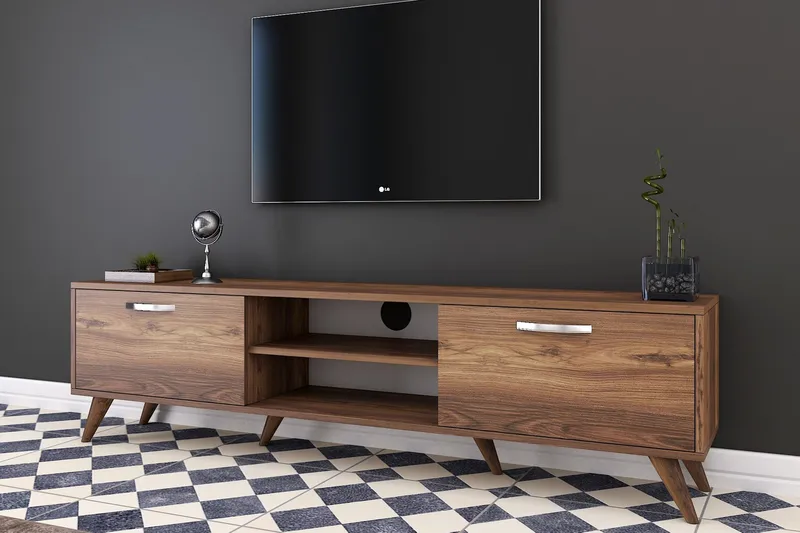 Virkesbo Tv bänk med Förvaring 180 cm - Valnöt / Brun / Rustik - Möbler - TV- & Mediamöbler - TV bänk & mediabänk