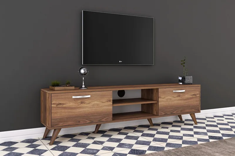 Virkesbo Tv bänk med Förvaring 180 cm - Valnöt / Brun / Rustik - Möbler - TV- & Mediamöbler - TV bänk & mediabänk