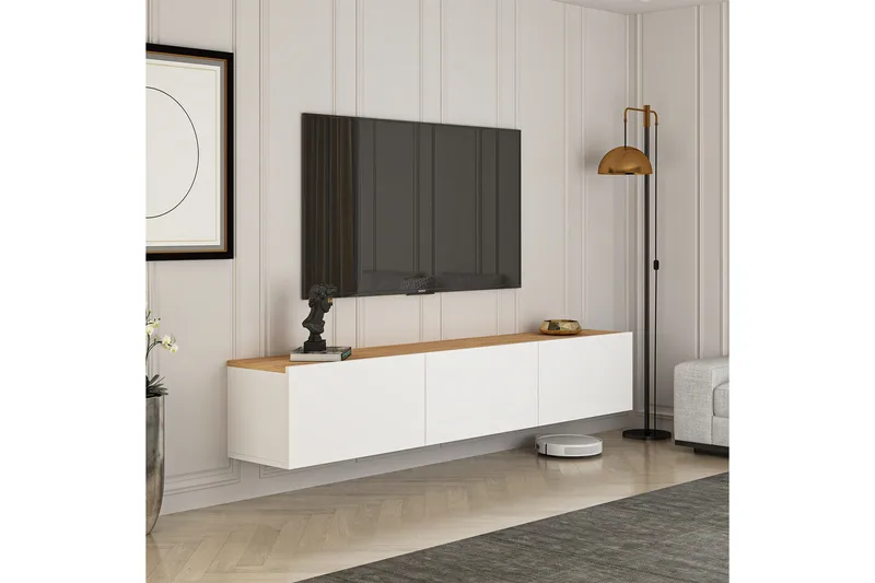 West Tv-bänk 150 cm - Vit/Brun - Möbler - TV- & Mediamöbler - TV bänk & mediabänk