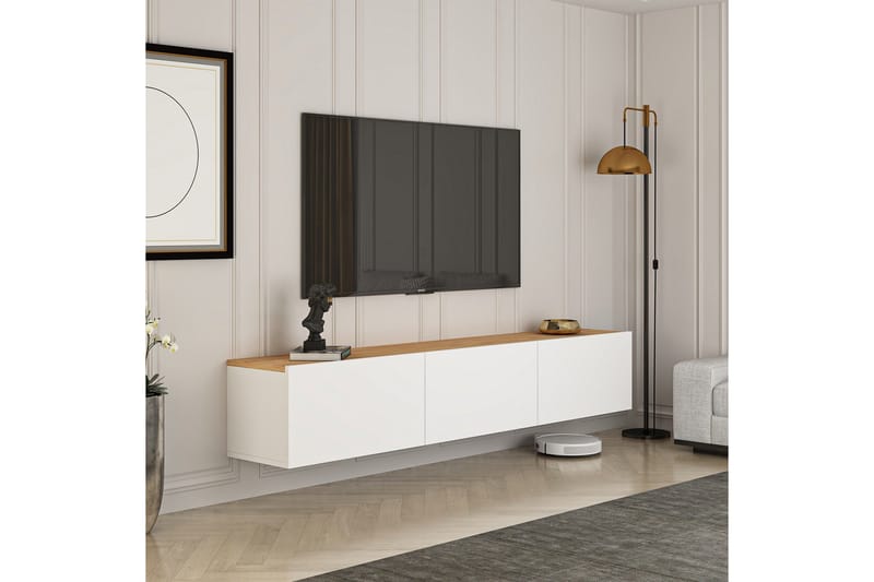 West Tv-bänk 150 cm - Vit/Brun - Möbler - TV- & Mediamöbler - TV bänk & mediabänk