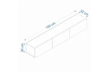 West Vägghängd Mediabänk 150 cm med Förvaring i Trä - Vit - Möbler - TV- & Mediamöbler - TV bänk & mediabänk